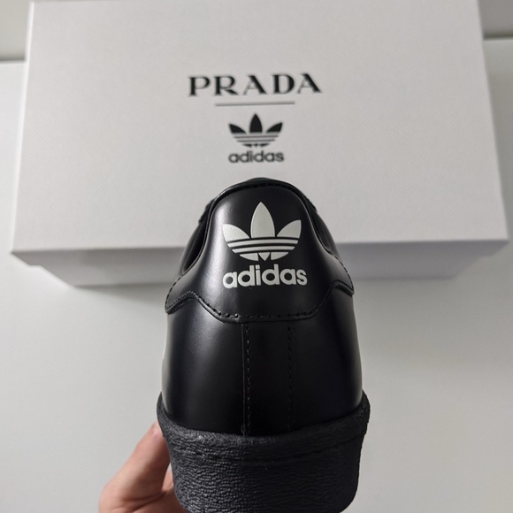 (UNISEX) ADIDAS PRADA X SUPERSTAR BLACK CORE (NEW) US 8 MEN / 9.5 W - Picture 3 of 12
